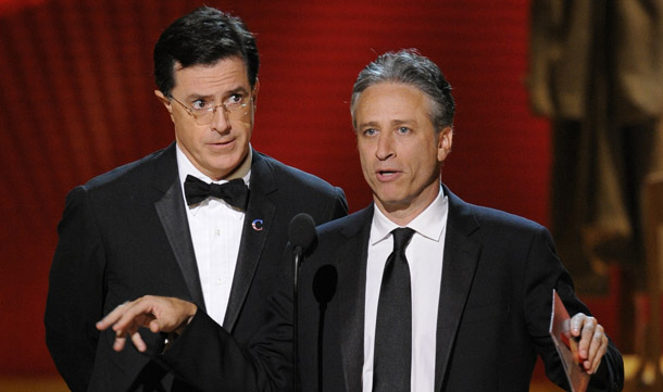 Stephen Colbert, left, and Jon Stewart are holding overlapping rallies at the end of the month that may draw more supporters than the slew of recent rallies and marches in Washington, D.C. (AP/Matt Sayles)