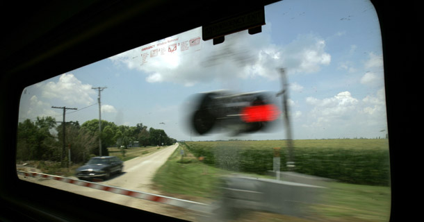 Amtrak's Lincoln Service train passes Illinois cornfields en route to Chicago. The rail line between Chicago and St. Louis received $1.1 billion of the $8 billion in grants for high-speed rail projects under the Recovery Act. (AP/Jeff Roberson)