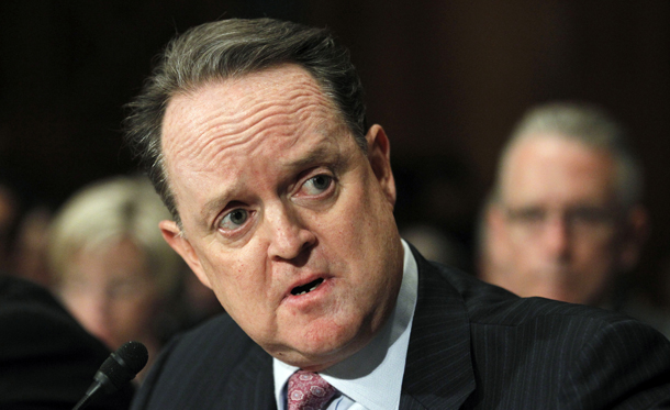 Chase Home Lending CEO David Lowman testifies during a Senate Banking, Housing, and Urban Affairs Committee hearing on problems in mortgage servicing from modification to foreclosure on Capitol Hill in Washington on Tuesday, November 16, 2010. (AP/Manuel Balce Ceneta)