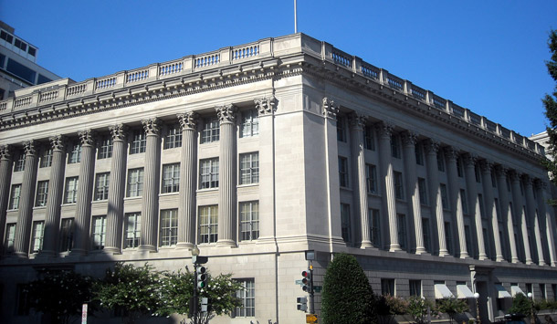The U.S. Chamber of Commerce building is shown in Washington, D.C. The chamber functions as a kind of fence for many corporations looking to intervene in the political process without leaving any footprints. (Flickr/<a href=