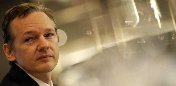 Founder of the WikiLeaks website, Julian Assange, speaks during a press conference in London on October 23, 2010. The recent WikiLeaks data dump and the response it generated underscore the power shift occurring in the world today. (AP/Lennart Preiss)