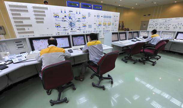 Iranian technicians, pictured above, work at the Bushehr nuclear power plant, outside the southern city of Bushehr, Iran. Stuxnet, a new malware virus that appears to have have targeted Iran’s nuclear infrastructure, is a prime example of the destructive power of unconventional threats on national security.
<br /> (AP/Ebrahim Norouzi)