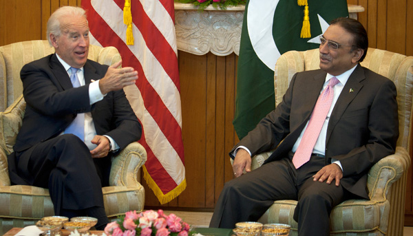 Vice President Joe Biden meets with Pakistan's President Asif Ali Zardari at the President house in Islamabad, on January 12, 2011 for a discussion about the continued need for government reform. (AP/B.K.Bangash)