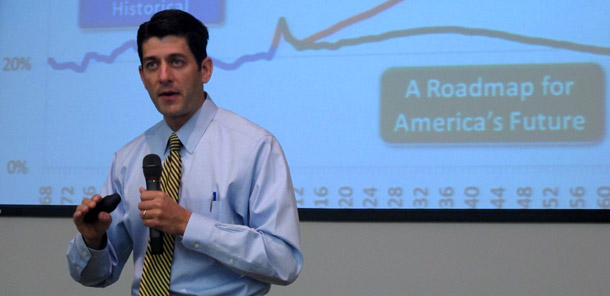 Rep. Paul Ryan (R-WI), the chairman of the Budget Committee in the House of Representatives, advocates in his “Roadmap to America’s Future” replacing today’s Medicare program with a federal voucher that future Medicare-eligible seniors could use to purchase health coverage. (AP/Ryan J. Foley)