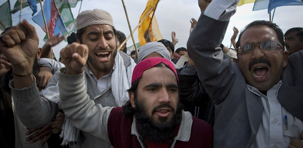 Pakistanis chant slogans during a rally to support the confessed killer of Gov. Salman Taseer on February 1, 2011. Without substantial reform of the U.S. Commission on International Religious Freedom and of the role of on the ambassador-at-large there is little hope that this position, and the commission’s current approach, will be helpful in addressing this violence in Pakistan. (AP/Anjum Naveed)