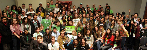 Students gather for a group photo at the Power Shift conference in 2009. The event was held in Washington, D.C., and drew over 10,000 young people to organize for clean energy. This year's conference will also take place in D.C. and is expected to draw even more participants. (Flickr/<a href=
