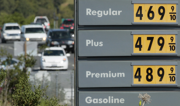 A price board is shown at a Shell gas station in Novato, California, Thursday, May 5, 2011. A gallon of regular gasoline cost at least $3.96 through the first three weeks of May 2011. This is the highest gasoline price since July 2008. (AP/Jeff Chiu)