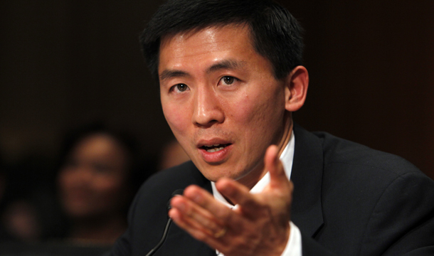 Professor Goodwin Liu testifies on Capitol Hill in Washington before the Senate Judiciary Committee hearing on his nomination to be U.S. Circuit Judge for the Ninth Circuit. Senate conservatives treated Liu’s reams of insightful legal commentary as a jackpot of out-of-context quotes that can be lifted to falsely paint him as a radical. (AP/Charles Dharapak)