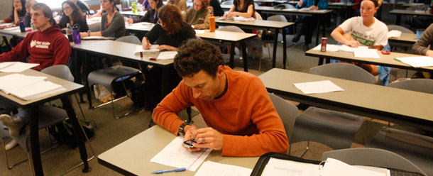 Students attend a pharmacology class at Oregon Health and Science University School of Nursing. Too many colleges put up barriers to earning postsecondary credits by refusing to recognize any knowledge or learning acquired outside of their institutional system. (AP/Rick Browner)