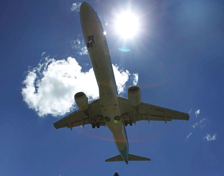 China is hoping its aviation emission efficiency measure will qualify as  an "equivalent measure" under the EU's emission trading scheme, which  will monitor and cap carbon emissions for all flights that touch down in  European territory. (AP/Wally Santana)