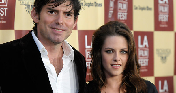 Director Chris Weitz, left, and actress Kristen Stewart arrive at the premiere of the feature film "A Better Life" in Los Angeles on June 21, 2011. The film deals with a day laborer's struggles to support his family.
<br /> (AP/Dan Steinberg)