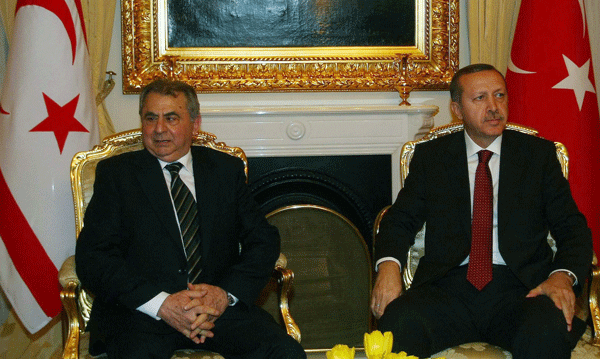 Turkey's Prime Minister Recep Tayyip Erdogan, right, and his counterpart Irsen Kucuk of Northern Cyprus. (AP/Adem Altan)