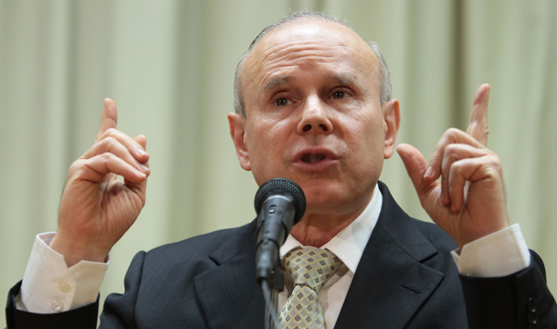 Brazil's Finance Minister Guido Mantega speaks during a press conference in Brasilia, Brazil. Brazil is an increasingly self-confident country that recently overtook Italy as the world’s seventh-largest economy. (AP/Eraldo Peres)