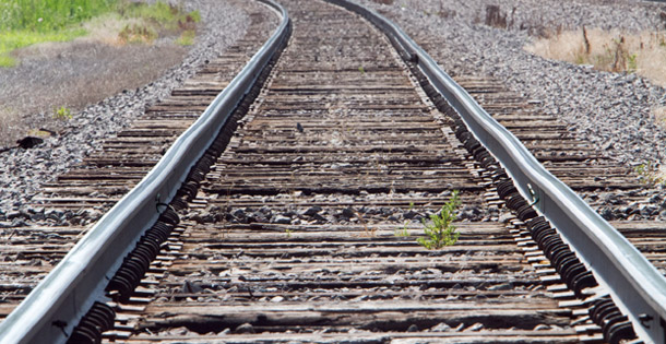 Train tracks are seen in Waterloo, Nebraska, on July 20, 2011. Triple-digit heat in the Midwest tested infrastructure this past summer, and making repairs creates jobs. (AP/Nati Harnik)