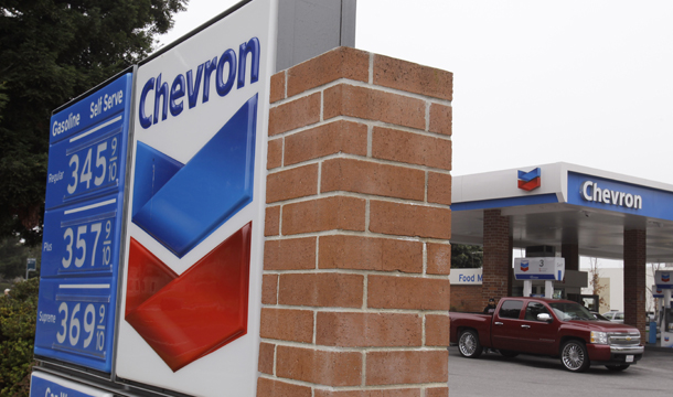 A sign advertises gasoline prices at a Chevron gas station in Mountain View, California, Friday, January 28, 2011. (AP/Paul Sakuma)