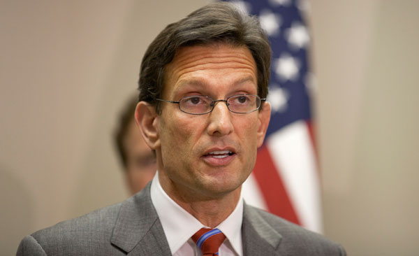House Majority Leader Eric Cantor joins Georgia Republican congressmen at a news conference to rally support for a balanced budget amendment in Atlanta. (AP/David Goldman)