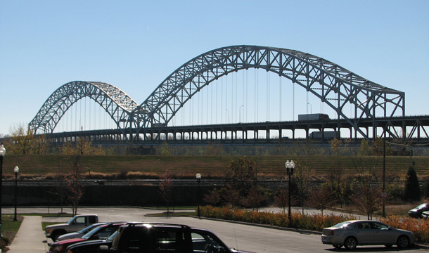 The urgent need to ramp up infrastructure spending became even more  obvious last weekend when Republican Gov. Mitch Daniels of Indiana shut  down the Sherman Minton Bridge, pictured above, after a  large crack was found in the main bridge supports. (Flickr/<a href=