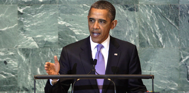 President Barack Obama addresses the 66th session of the U.N. General Assembly on September 21, 2011. The president pushed for nations to embrace open government. (AP/Richard Drew)