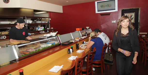 The Tabu Sushi Bar and Grill in El Cajon, California, is shown. As with shopping for fish at the grocery, some choices at the sushi bar are better than others for the envrionment. (AP/Lenny Ignelzi)