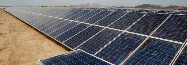 Solar panels are shown at the Mesquite Solar  1 facility under construction on September 30, 2011, in Arlington,  Arizona. There was major jobs growth in clean energy between 2003 and 2010. (AP/Ross D. Franklin)