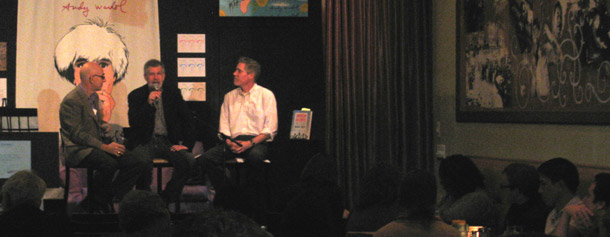 Georgetown professor and author Michael Kazin, center, discusses the American left with CAP Senior Fellows Ruy Teixeira, left, and John Halpin, right. (Center for American Progress)