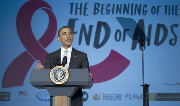 President Barack Obama makes remarks on World AIDS Day at George Washington University on Thursday, December 1, 2011, in Washington. (AP/Carolyn Kaster)