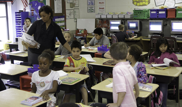 Eighty-two percent of Title I districts—those school districts that receive federal funding to provide extra resources for the neediest students—had at least one Title I school with lower state and local per-pupil expenditures than the average of non-Title I schools at the same grade level in that district. (AP/Patrick Collard)
