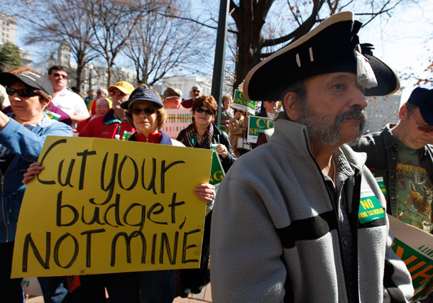 The public's support of the Tea Party movement has declined over the past year, even as the group has receieved favorable news coverage compared to the Occupy Wall Street movement, whose public support is much higher. (AP/ Steve Helber)