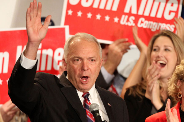 Rep. John Kline (R-MN) speaks to supporters in Minnesota in 2010. Rep. Kline has introduced two bills to reform the Elementary and Secondary Education Act, both of which do little to address equity concerns for low-income students and schools. (AP/Andy King)