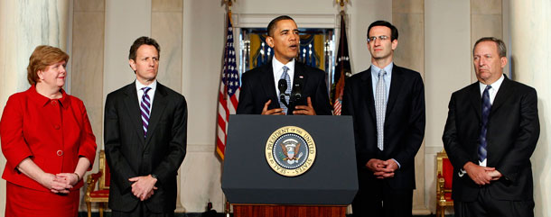 President Barack Obama announcing the federal budget in 2010, which included 128 High Priority Performance Goals for agencies covering fiscal years 2010 through 2012. This year's budget will include updates on those goals, but more importantly will announce goals that cut across agencies—the so-called Federal Government Priority Goals. (AP/ J. Scott Applewhite)