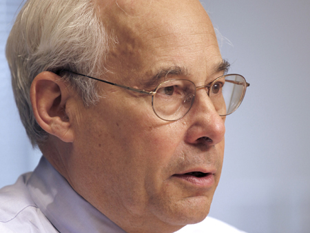 Dr. Donald M. Berwick answers questions during an interview at the Associated Press in Washington, Tuesday, April 12, 2011. (AP/J. David Ake)