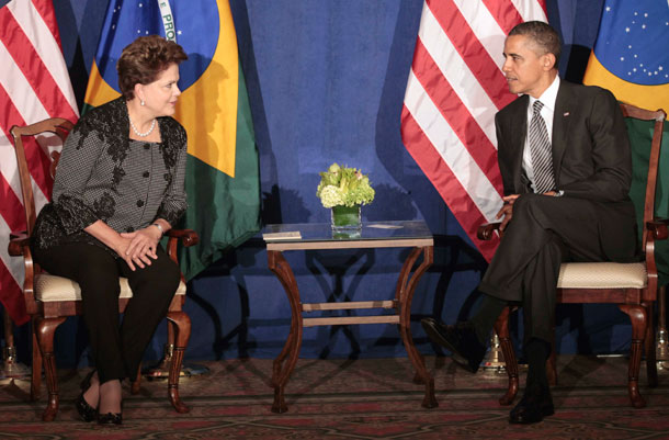 President Barack Obama meets with Brazilian President Dilma Rousseff at the United Nations in September 2011. (AP/ Pablo Martinez Monsivais)