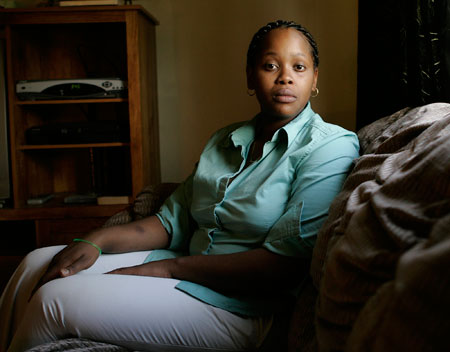 Toni Gates, a 24-year old single mother of two who works part time as a nursing assistant  and has trouble supporting herself. Black women earn <a href=