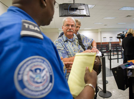 The Government Customer Service Improvement Act would require  agencies such as the Transportation Security Administration to solicit  and publish customer feedback as part of an effort to push the federal government toward a more customer-friendly orientation. (AP/ David Goldman)