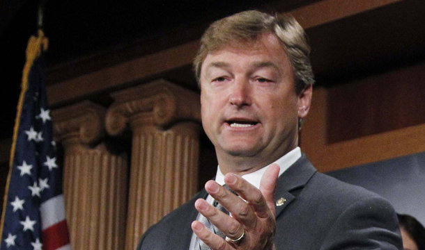 Sen. Dean Heller (R-NV) speaks during a news conference on Capitol Hill in Washington, Thursday, September 8, 2011. (AP/Manuel Balce Ceneta)