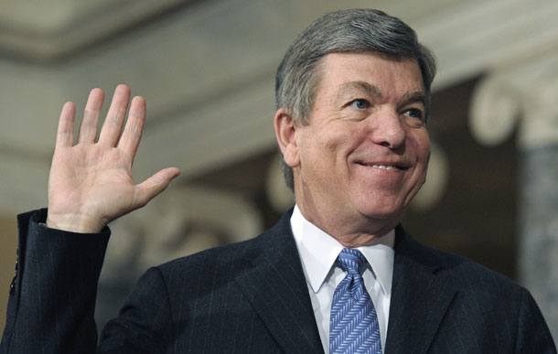 Sen. Roy Blunt (R-MO) takes the oath of office during a ceremonial Senate swearing-in ceremony on Capitol Hill in 2011. Sen. Blunt proposed an amendment that would have allowed employers to deny to their employees coverage for  contraception or any other health service to which they had a religious  or moral objection.
  (AP/Cliff Owen)