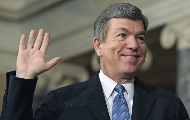 Sen. Roy Blunt (R-MO) takes the oath of office during a ceremonial Senate swearing-in ceremony on Capitol Hill in 2011. Sen. Blunt proposed an amendment that would have allowed employers to deny to their employees coverage for contraception or any other health service to which they had a religious or moral objection.
(AP/Cliff Owen)