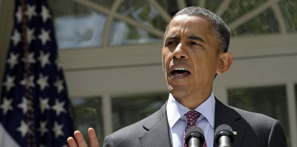 President Barack Obama announces his administration's plan to suspend deportations of some immigration youth in the Rose Garden of the White House on June 15, 2012. (AP/Susan Walsh)