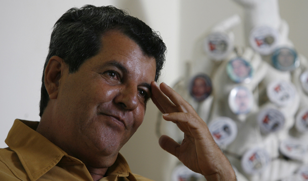 Cuban activist Oswaldo Payá speaks during an interview with the Associated Press in Havana, Cuba, Monday, August 7, 2006. He passed away Sunday, July 22, 2012. (AP/Javier Galeano)