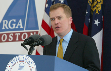 Former Missouri Gov. Matt Blunt (R) speaks at a meeting of the Republican Governors Association, Tuesday, June 27, 2006, in Boston. Even though Democrat Jay Nixon became Missouri's governor in 2008, conservatives still worked to change the state's judicial nominating procedures. More of these efforts are underway this year. (AP/Julie Malakie)