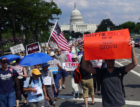 Protesters march in the Stop the Frack Attack rally near the U.S. Capitol in Washington, Saturday, July 28, 2012. (Flickr/ <a href=