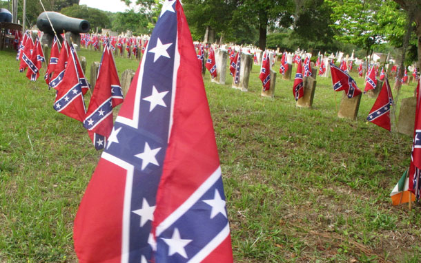 Flags adorn graves in the Southern soldiers ground in Magnolia Cemetery in Charleston, South Carolina. A controversial new book by Chuck Thompson suggests that Southern and Northern Americans can't live with each other, and therefore the South ought to secede from the North. (AP/Bruce Smith)