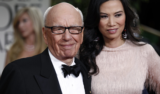 Rupert Murdoch and his wife Wendi arrive at the 69th Annual Golden Globe Awards, Sunday, January 15, 2012, in Los Angeles. (AP/Matt Sayles)