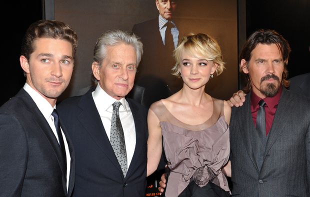 Actors, from left, Shia LaBeouf, Michael Douglas, Carey Mulligan, and Josh Brolin attend the premiere of 