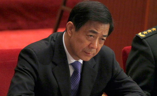 Former Chongqing Party Secretary Bo Xilai attends the closing session of the Chinese People's Political Consultative Conference in Beijing's Great Hall of the People. It was announced today that Bo has been expelled from the Communist Party as a result of the scandals surrounding him and his wife. (AP/Ng Han Guan)