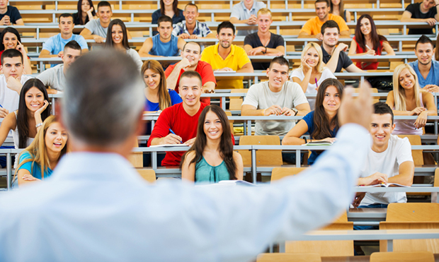 (Professor giving a lecture)