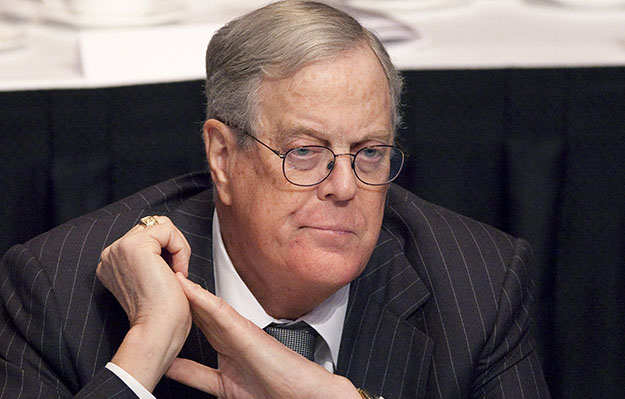 David Koch, executive vice president of Koch Industries, attends a meeting of the Economic Club of New York.Koch is just one of a group of super-rich CEOs who have issued warnings to employees that re-electing President Barack Obama may cost them their jobs. (AP/Mark Lennihan)
