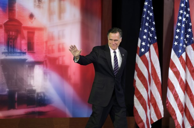 Former Massachusetts Gov. Mitt Romney waves to supporters before conceding the 2012 presidential race. (AP/ Elise Amendola)