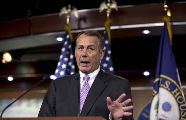 Speaker of the House John Boehner (R-OH) speaks at a press conference. Speaker Boehner and other congressional Republicans must focus on steering our country clear of the fiscal cliff by working together with congressional Democrats to find a compromise. (AP/ J. Scott Applewhite)
