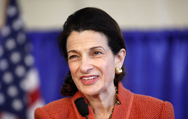 U.S. Sen. Olympia Snowe (R-ME) speaks at a news conference in South Portland, Maine. Sen. Snowe, who has a long history of supporting science-based management of our oceans and coasts, will retire when her term ends in January. (AP/Robert F. Bukaty)